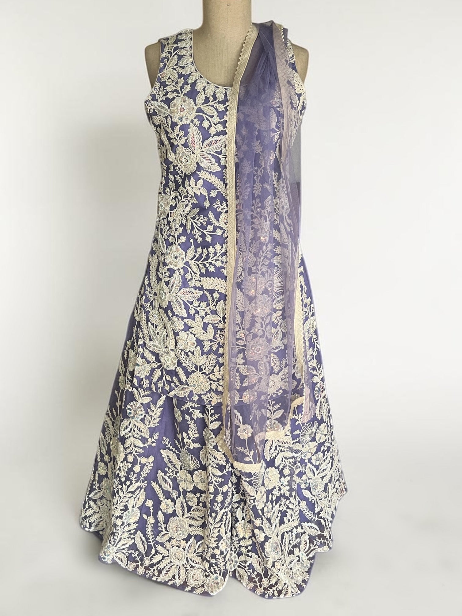 Embroidered Lavender A-Line Palazzo Suit Set