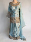Powder Blue & Gold Jacket Style Suit